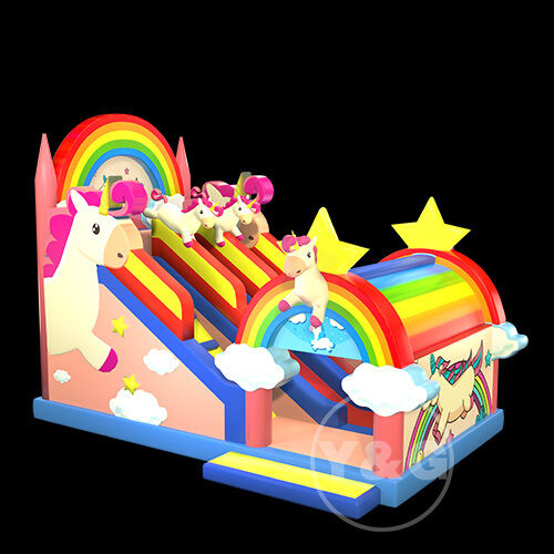 Pink unicorn inflatable slideYGIP-17