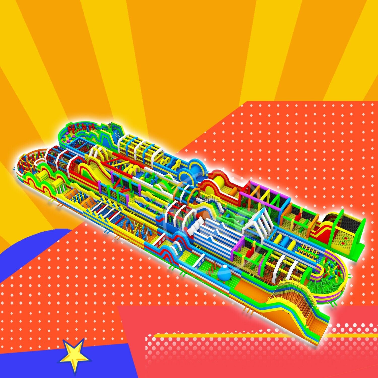 Rainbow Large Adult Blow up Obstacle CourseYGIP-17